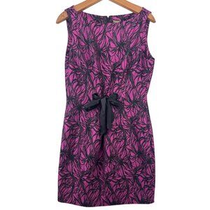 Taylor Brand Sheath Dress 14 Fuschia/Black Lace Bow Detail Party Cocktail Cruise